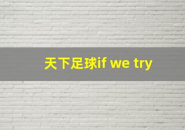 天下足球if we try